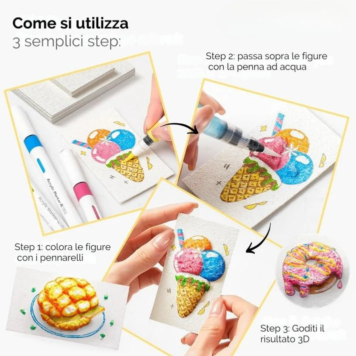 Kit Magia 3D™ - "Colora, aggiungi acqua e guarda la magia prendere vita"