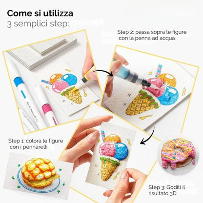 Kit Magia 3D™ - "Colora, aggiungi acqua e guarda la magia prendere vita"